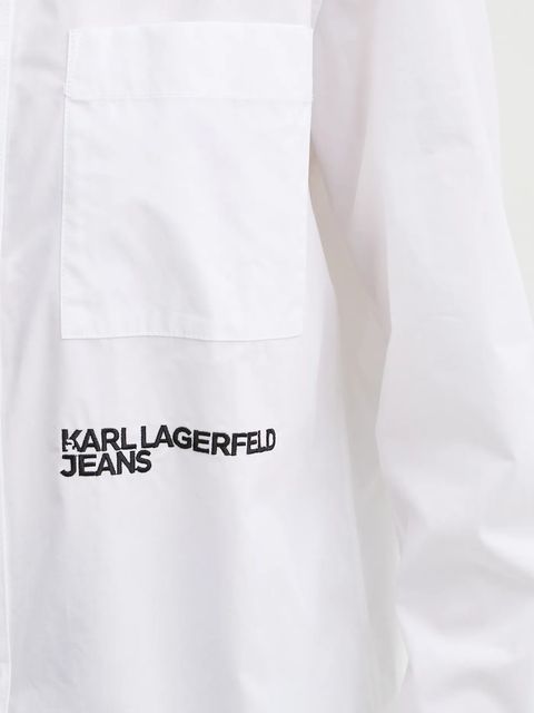 Karl Lagerfeld Jeans koszula bawełniana damska kolor biały relaxed z kołnierzykiem klasycznym A1W11001