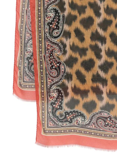 ETRO animal-paisley-print scarf - Brown
