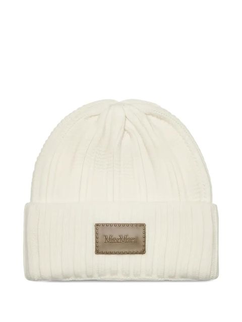 Max Mara ribbed patch beanie - White - zdjęcie produktu nr 1