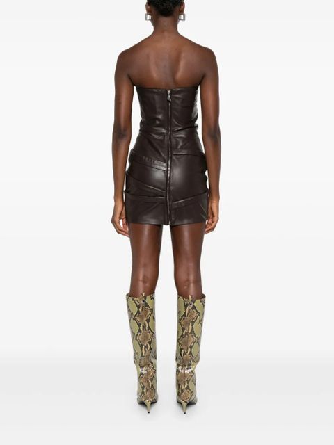 The Attico strapless draped mini dress - Brown