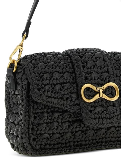 TWINSET woven logo-plaque shoulder bag - Black