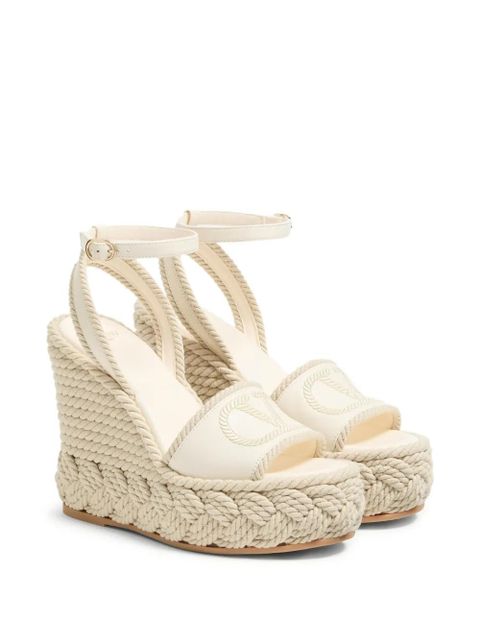Valentino Garavani 130mm VLogo Torchon wedge sandals - White - zdjęcie produktu nr 2