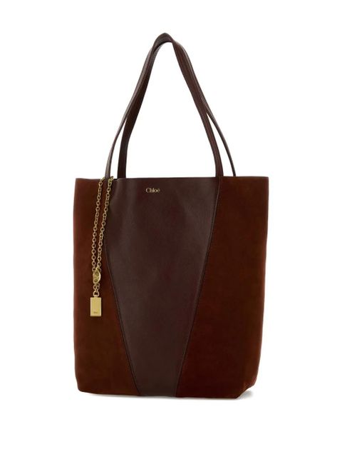 Chloé Spin leather suede tote bag - Brown