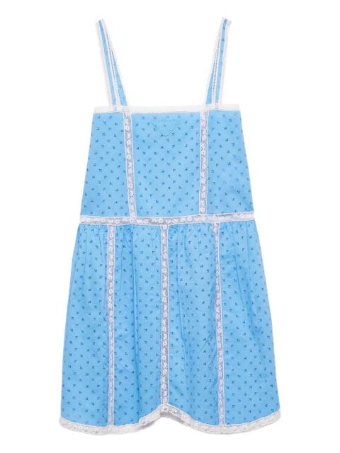 Prada logo-embroidered mini dress - Blue - zdjęcie produktu nr 1
