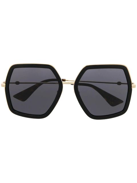 Gucci Eyewear oversized hexagonal glasses - Black - zdjęcie produktu nr 1
