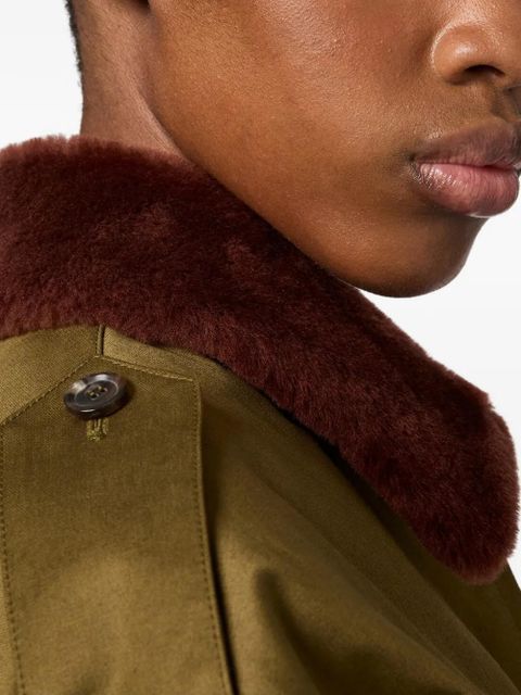 Miu Miu shearling-collar logo bomber jacket - Green