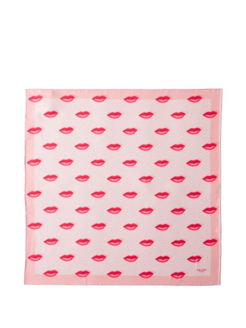 Prada printed silk twill scarf 55 x 55 - Pink