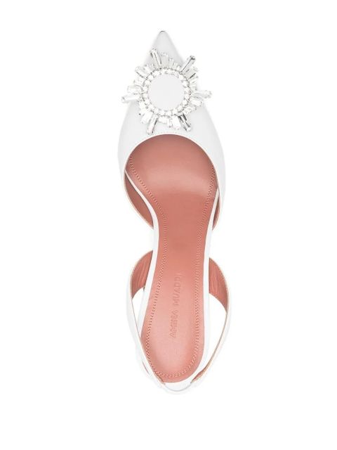 Amina Muaddi 95mm Begum metallic pumps - White