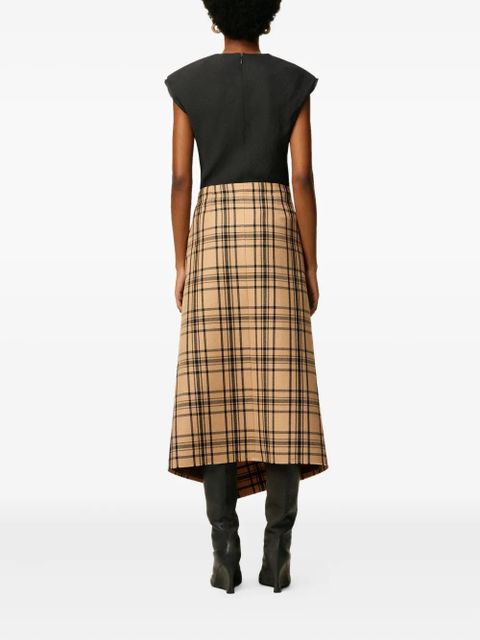 AMI Paris wool checked wrap midi skirt - Brown