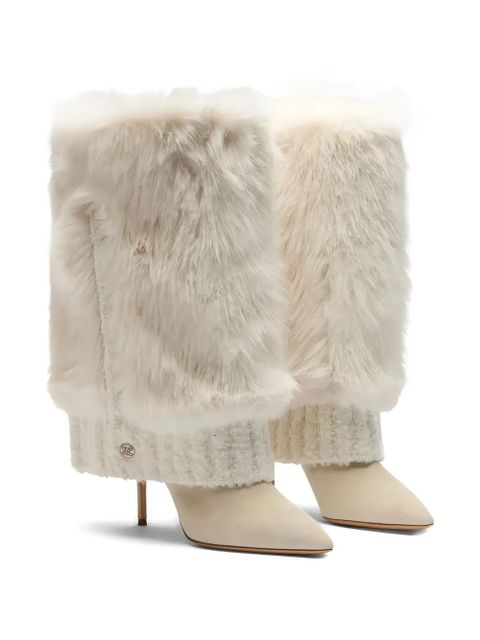 Casadei 80mm fur-overlay buttoned boots - Neutrals