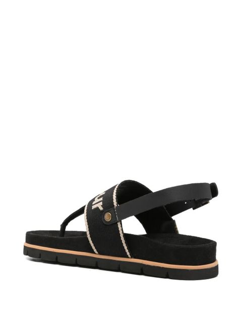 Barbour Lumley logo-embroidered slingback sandals - Black