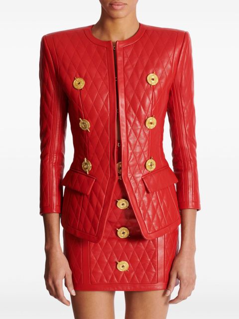 Balmain quilted leather jacket - Red