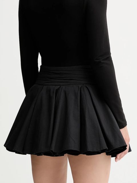 AllSaints spódnica bawełniana TULIP kolor czarny mini rozkloszowana W016RD