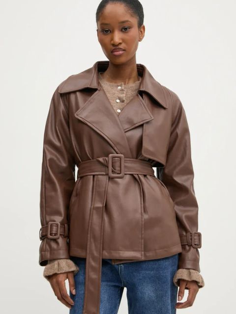 Answear.LAB kurtka damska kolor brązowy przejściowa