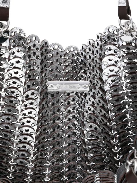 Rabanne chain-link leather tote bag - Brown