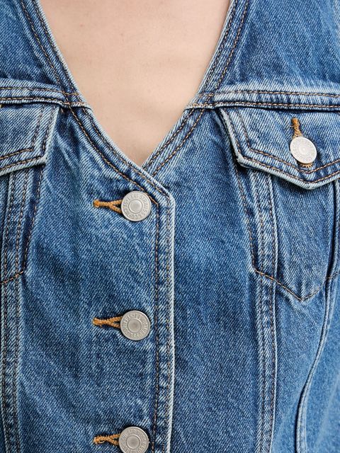 Levi's kamizelka jeansowa kolor niebieski jednorzędowa A8682