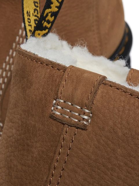 Dr. Martens botki nubukowe ZebZag Rigger Warm Lined damskie kolor brązowy na platformie ocieplone DM42023200