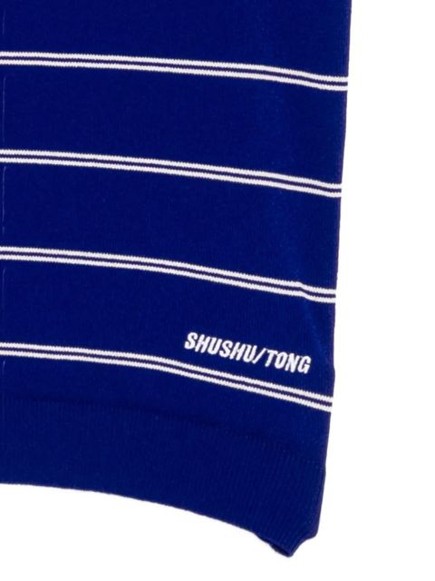 SHUSHU/TONG striped knitted polo shirt - Blue