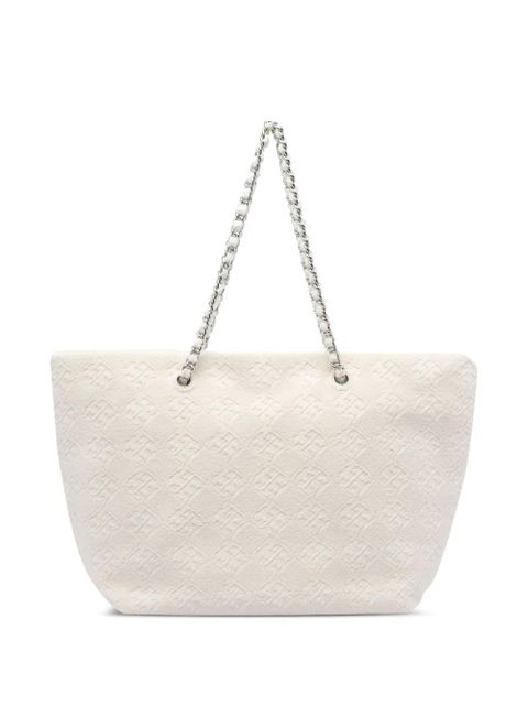 Tory Burch Ella chain-trimmed textured tote bag - White - zdjęcie produktu nr 2