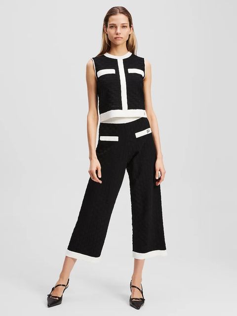 Karl Lagerfeld spodnie damskie kolor czarny proste high waist A3W10103 - zdjęcie produktu nr 1