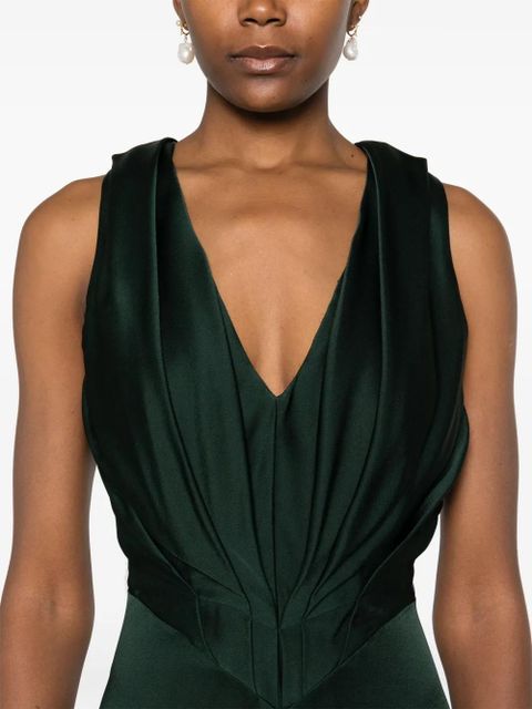 Victoria Beckham V-neck gathered maxi dress - Green