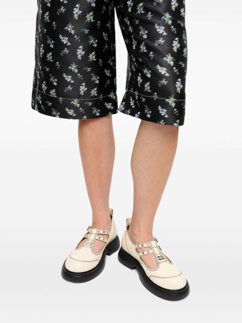 GANNI logo-plaque loafers - White