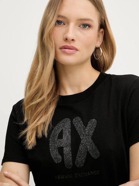 Armani Exchange t-shirt bawełniany damski kolor czarny XW000548 AF10359