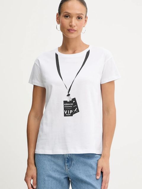 Armani Exchange t-shirt bawełniany damski kolor biały XW001361 AF10356 - zdjęcie produktu nr 2