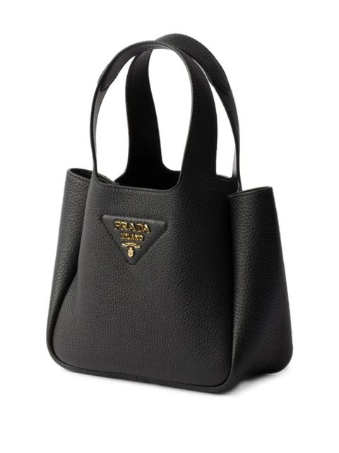 Prada mini leather tote bag - Black