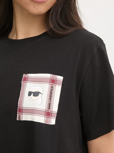 Karl Lagerfeld piżama IKON damska kolor czarny bawełniana A1W45007