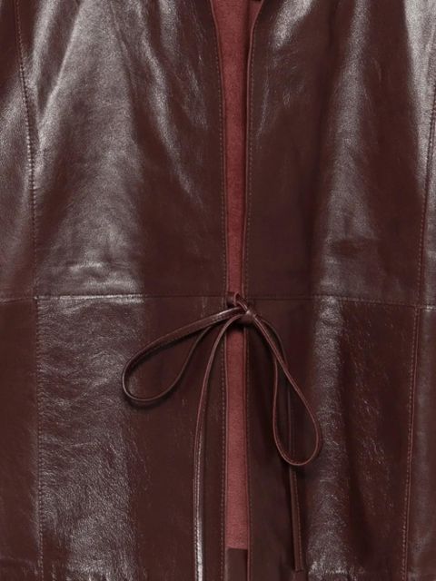 Alysi tie-fastening leather jacket - Purple