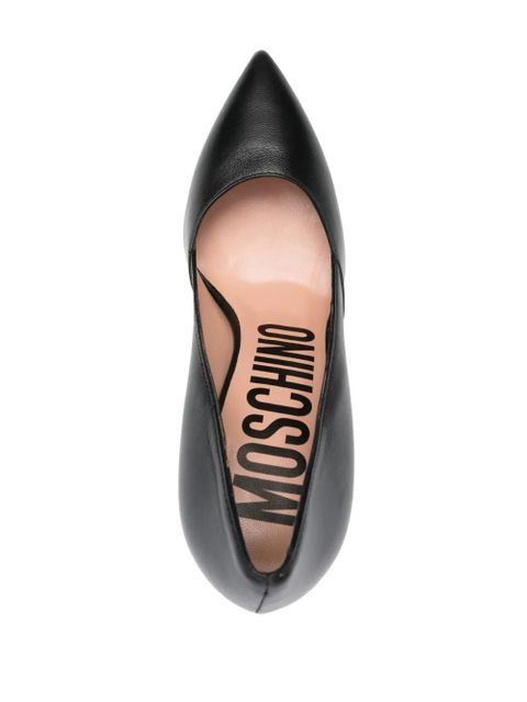 Moschino 105mm heart-appliqué leather pumps - Black