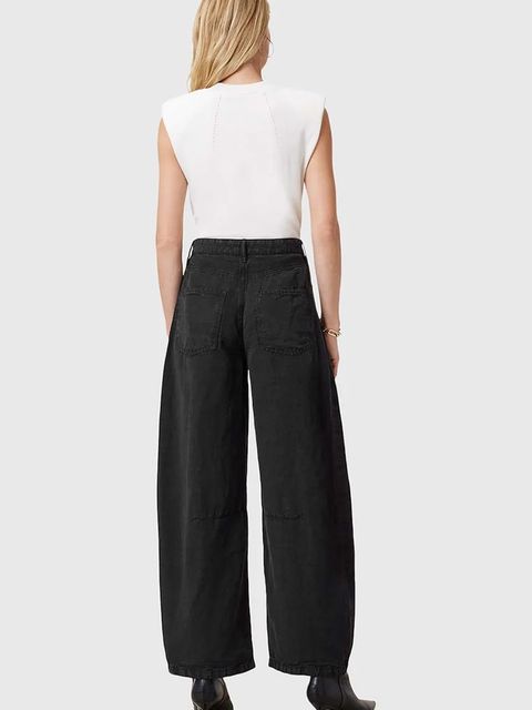 AllSaints spodnie JETT damskie kolor czarny szerokie high waist W077TC