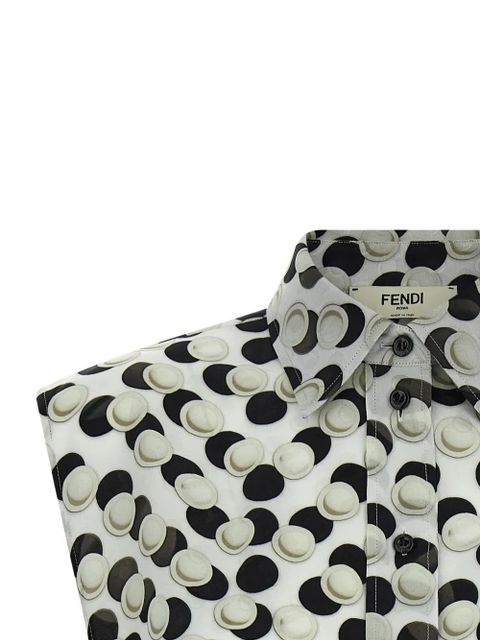 FENDI jacquard polka dot silk top - White