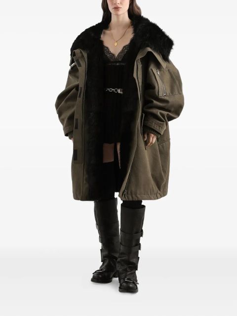 Dolce & Gabbana fur-trimmed hooded coat - Brown