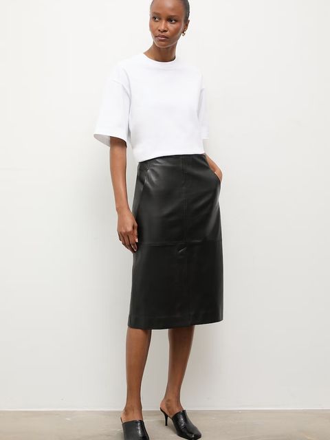 Answear.LAB spódnica z rozcięciem skórzana SORA - zdjęcie produktu nr 1
