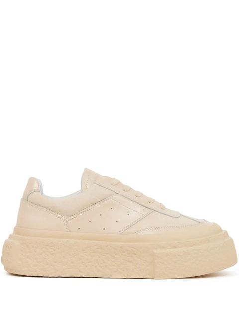 MM6 Maison Margiela numbers-motif leather sneakers - Neutrals - zdjęcie produktu nr 1