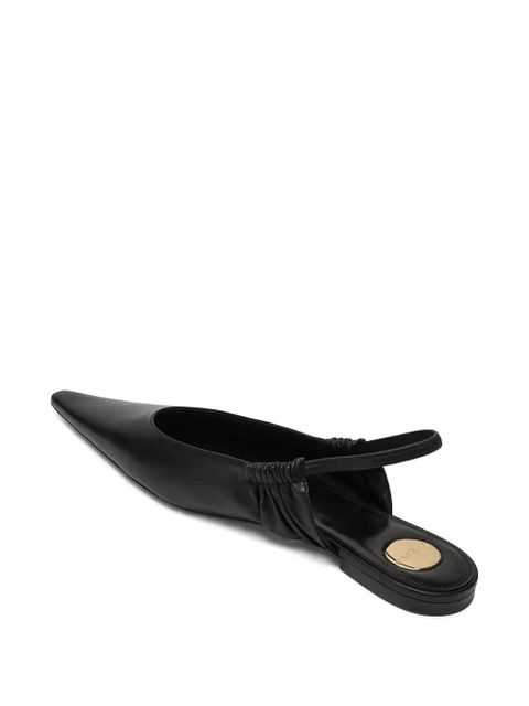 Saint Laurent Biarritz pointed ruched ballet flats - Black