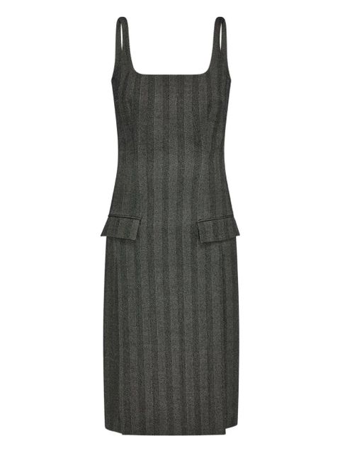 Ferragamo herringbone square-neck midi dress - Grey - zdjęcie produktu nr 1