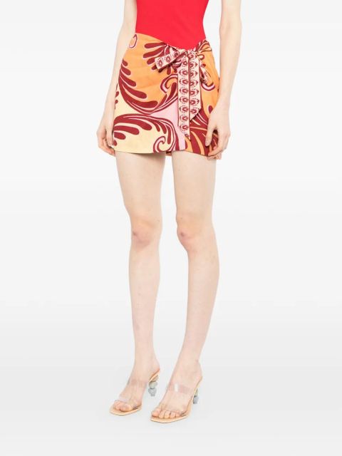 FARM Rio arabesque tie skirt - Red