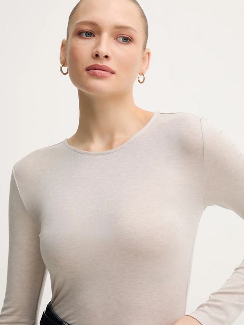 Mos Mosh longsleeve z domieszką wełny PETRI kolor beżowy 172880