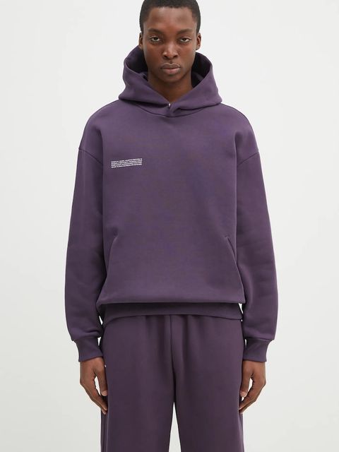 Pangaia bluza bawełniana kolor fioletowy z kapturem z nadrukiem 10001740 - zdjęcie produktu nr 1