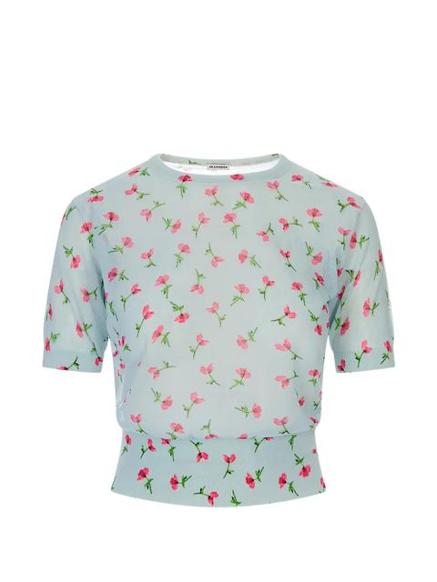 Jil Sander floral-print short-sleeve t-shirt - Blue - zdjęcie produktu nr 1