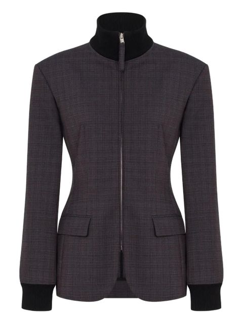 Moschino checked-pattern zip-up coat - Grey - zdjęcie produktu nr 1
