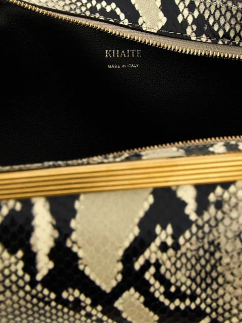 KHAITE Donna python-print clutch bag - Neutrals