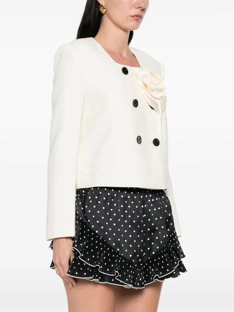Self-Portrait floral detail fitted jacket - Neutrals