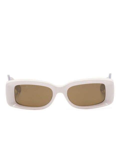 Gucci Eyewear logo-engraved rectangle-frame sunglasses - Neutrals - zdjęcie produktu nr 1