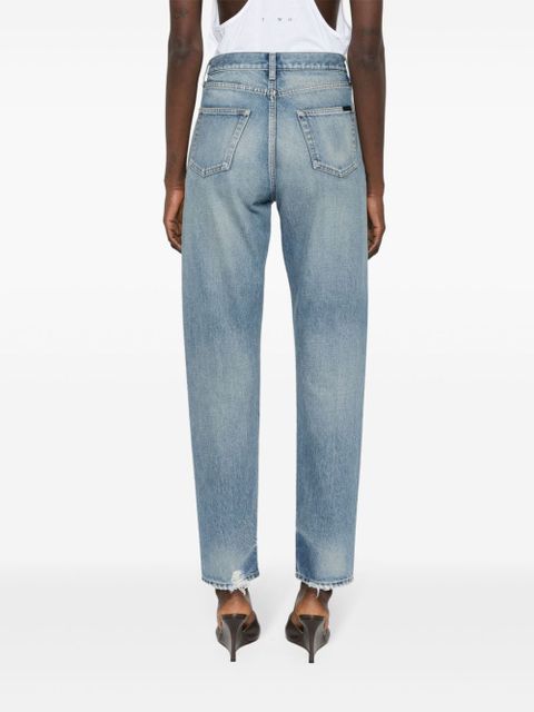 Saint Laurent distressed high-waisted jeans - Blue