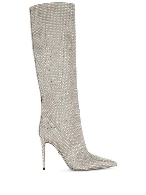 Dolce & Gabbana KIM DOLCE&GABBANA rhinestone-embellished satin boots - Silver - zdjęcie produktu nr 1