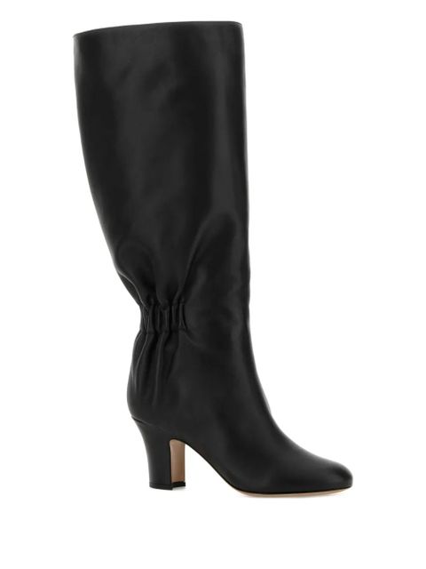 Ferragamo 70mm ruched leather boots - Black